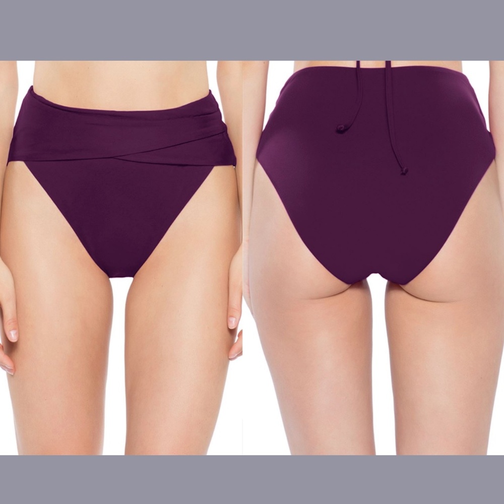 NEW Becca‎ Color Code Crossover High Waist Bikini Bottoms Merlot [ Small ]